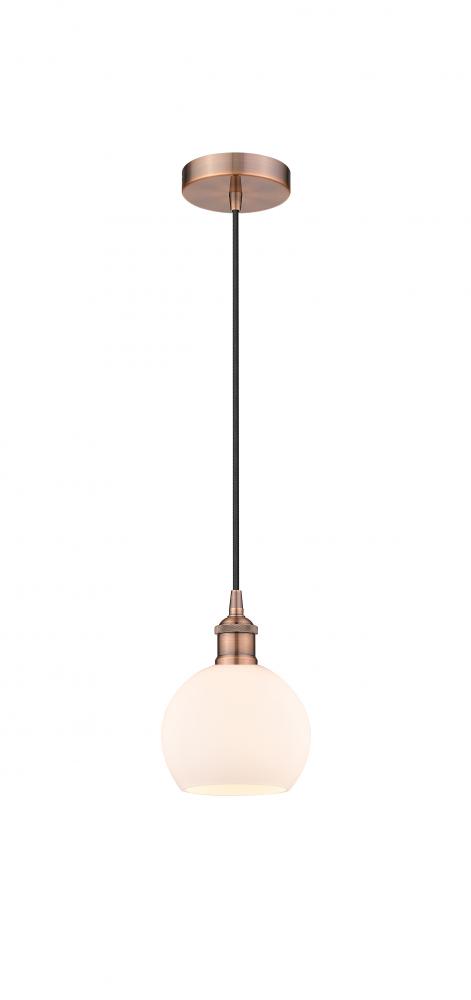 Athens - 1 Light - 6 inch - Antique Copper - Cord hung - Mini Pendant