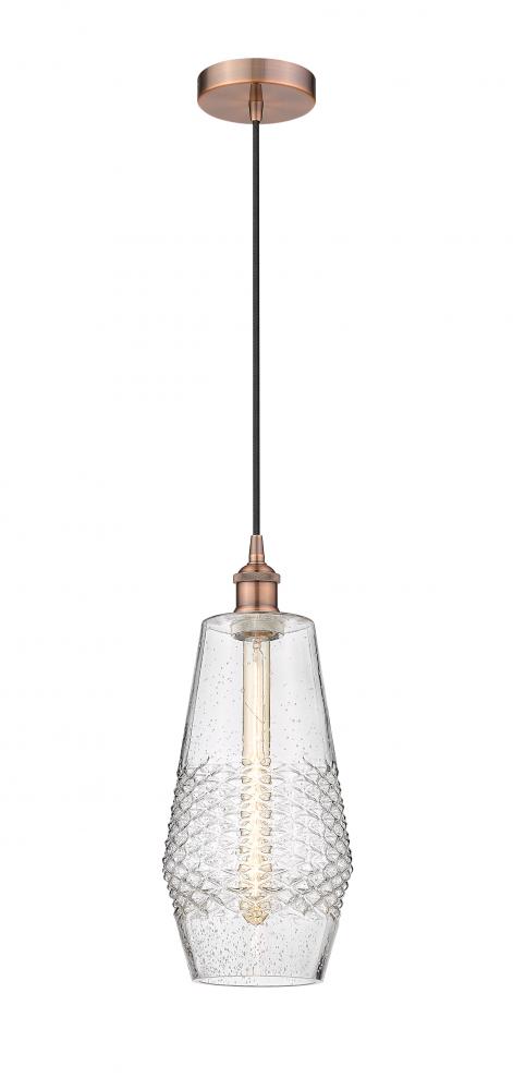 Windham - 1 Light - 7 inch - Antique Copper - Cord hung - Mini Pendant