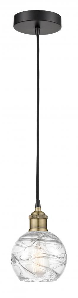Athens Deco Swirl - 1 Light - 6 inch - Black Antique Brass - Cord hung - Mini Pendant