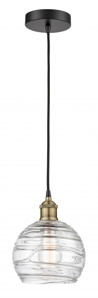 Athens Deco Swirl - 1 Light - 8 inch - Black Antique Brass - Cord hung - Mini Pendant