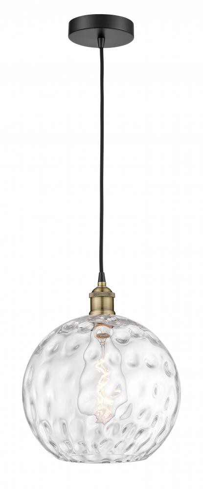Athens Water Glass - 1 Light - 12 inch - Black Antique Brass - Cord hung - Mini Pendant