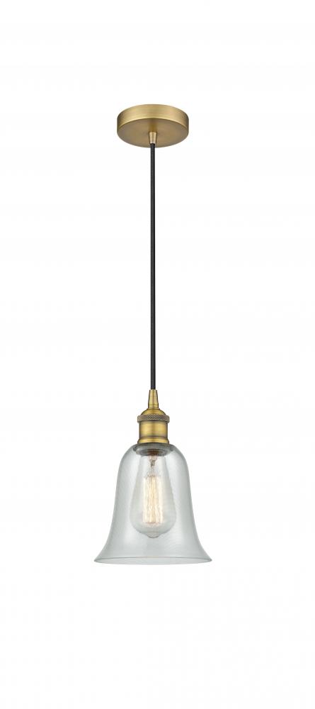 Hanover - 1 Light - 6 inch - Brushed Brass - Cord hung - Mini Pendant