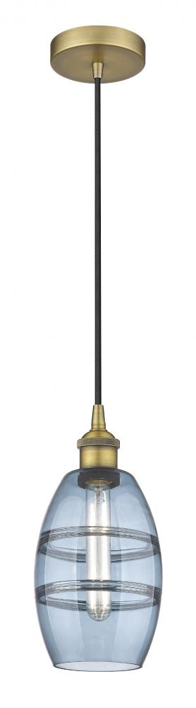 Vaz - 1 Light - 6 inch - Brushed Brass - Cord hung - Mini Pendant