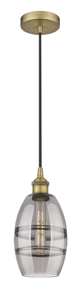 Vaz - 1 Light - 6 inch - Brushed Brass - Cord hung - Mini Pendant