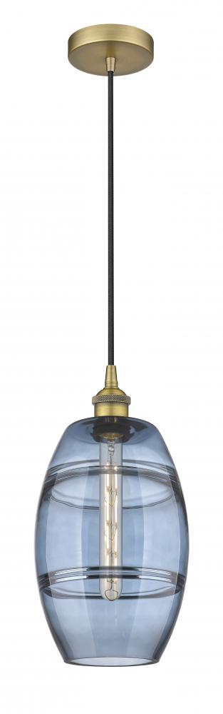 Vaz - 1 Light - 8 inch - Brushed Brass - Cord hung - Mini Pendant