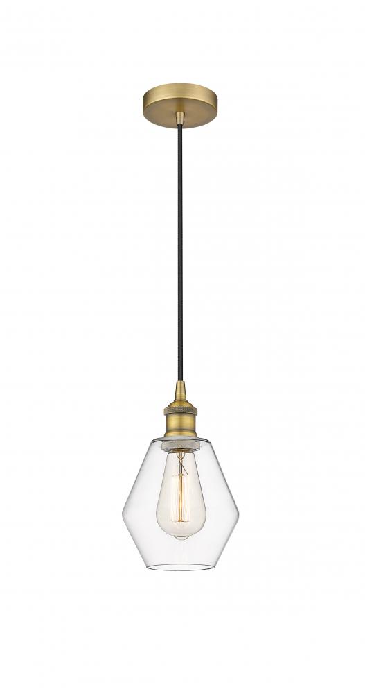 Cindyrella - 1 Light - 6 inch - Brushed Brass - Cord hung - Mini Pendant