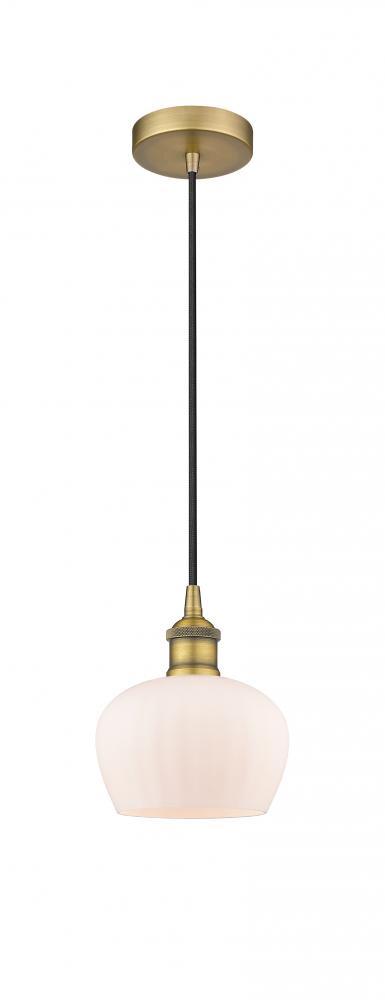 Fenton - 1 Light - 7 inch - Brushed Brass - Cord hung - Mini Pendant