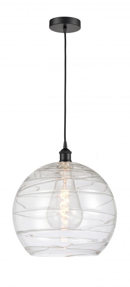 Athens Deco Swirl - 1 Light - 14 inch - Matte Black - Cord hung - Pendant