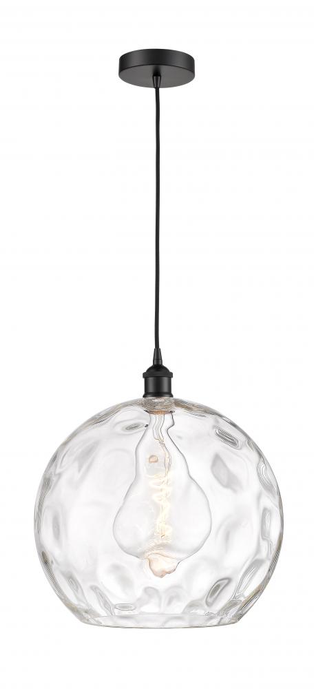 Athens Water Glass - 1 Light - 13 inch - Matte Black - Cord hung - Pendant