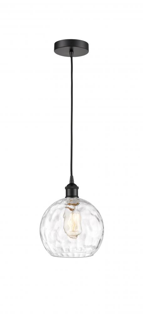 Athens Water Glass - 1 Light - 8 inch - Matte Black - Cord hung - Mini Pendant