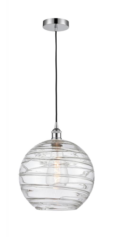 Athens Deco Swirl - 1 Light - 12 inch - Polished Chrome - Cord hung - Mini Pendant