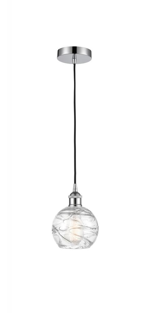 Athens Deco Swirl - 1 Light - 6 inch - Polished Chrome - Cord hung - Mini Pendant