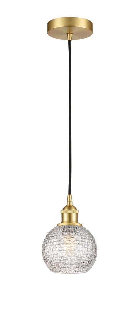 Athens - 1 Light - 6 inch - Satin Gold - Cord hung - Mini Pendant