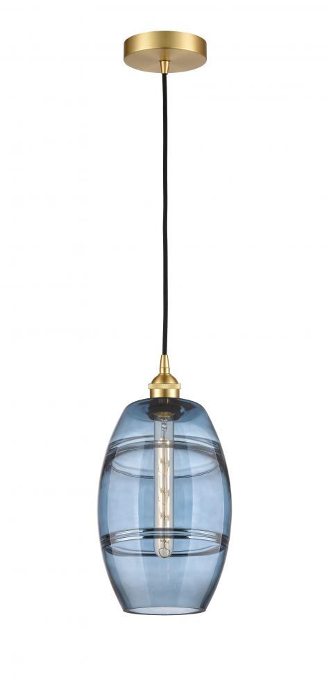 Vaz - 1 Light - 8 inch - Satin Gold - Cord hung - Mini Pendant