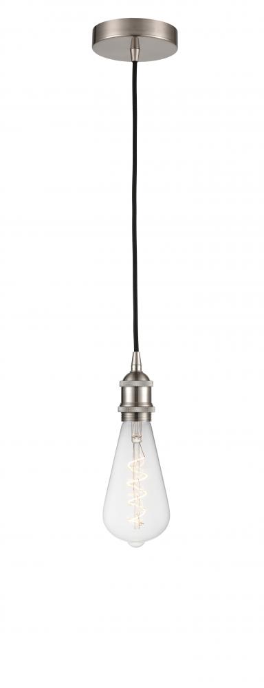 Edison - 1 Light - 4 inch - Brushed Satin Nickel - Cord hung - Mini Pendant