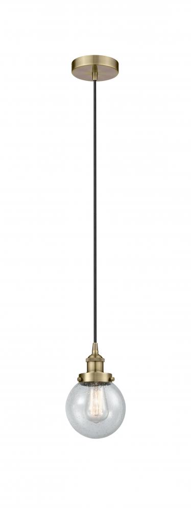 Beacon - 1 Light - 6 inch - Antique Brass - Cord hung - Mini Pendant