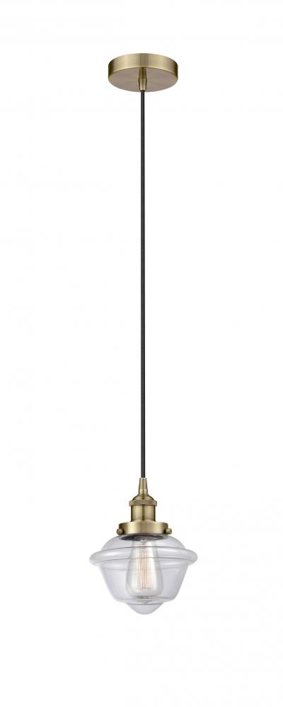 Oxford - 1 Light - 7 inch - Antique Brass - Cord hung - Mini Pendant