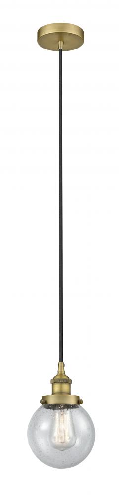 Beacon - 1 Light - 6 inch - Brushed Brass - Cord hung - Mini Pendant