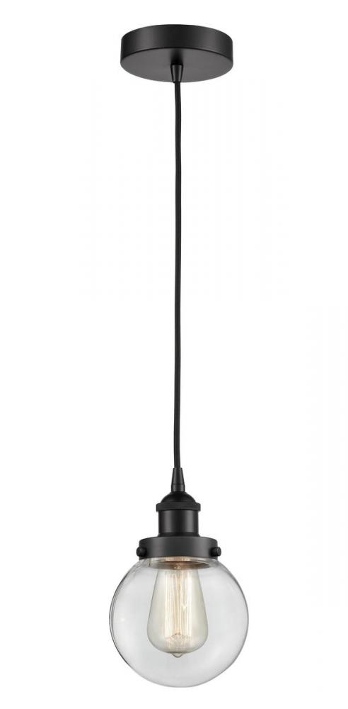 Beacon - 1 Light - 6 inch - Matte Black - Cord hung - Mini Pendant