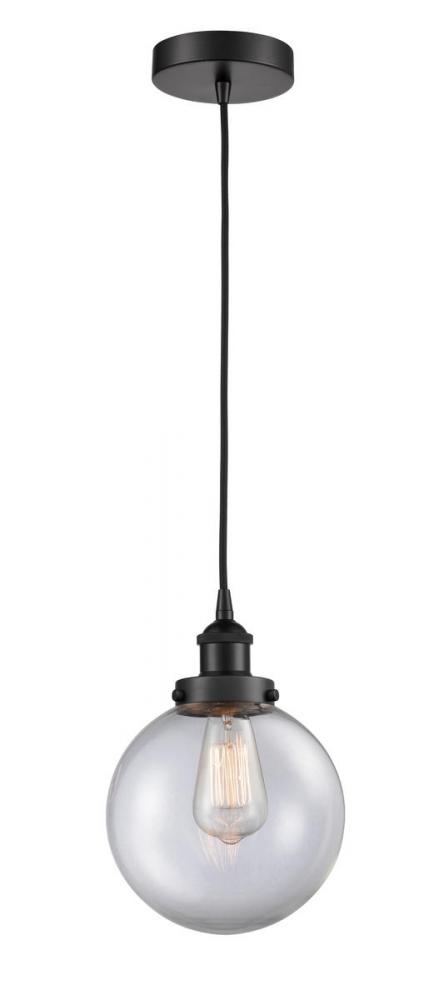 Beacon - 1 Light - 8 inch - Matte Black - Cord hung - Mini Pendant