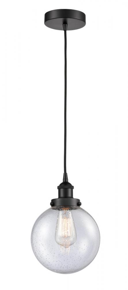 Beacon - 1 Light - 8 inch - Matte Black - Cord hung - Mini Pendant