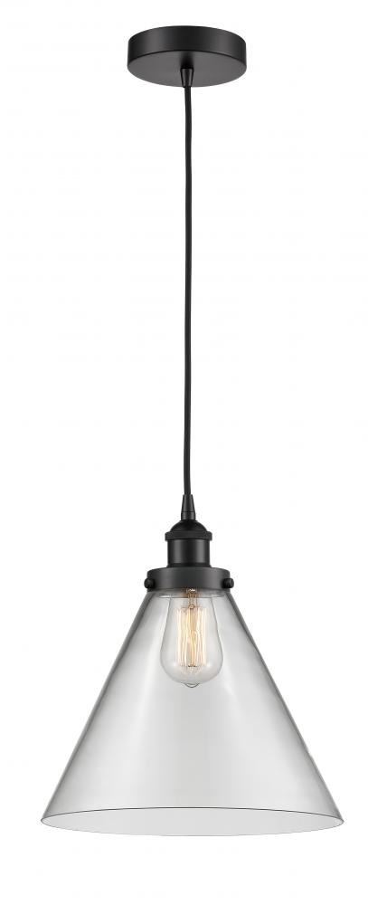 Cone - 1 Light - 12 inch - Matte Black - Cord hung - Mini Pendant