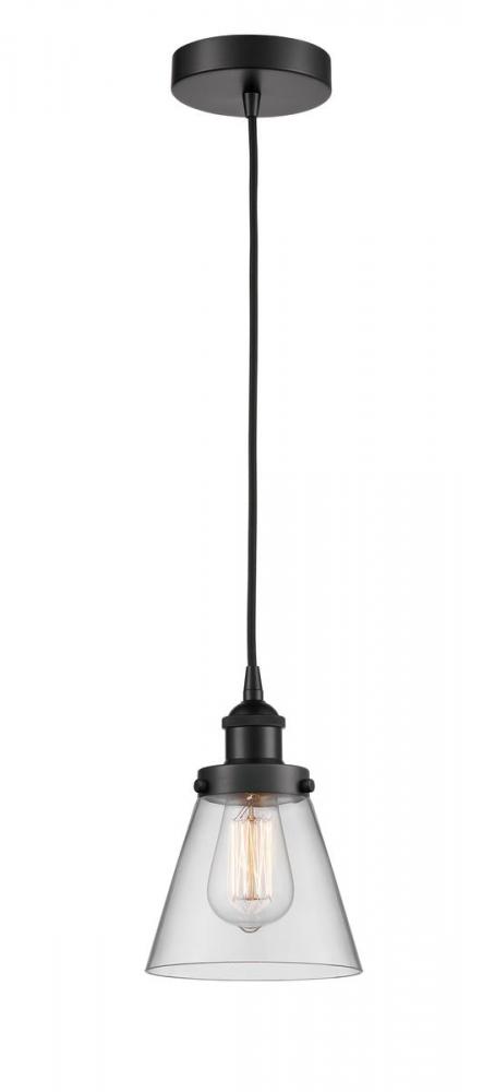 Cone - 1 Light - 6 inch - Matte Black - Cord hung - Mini Pendant