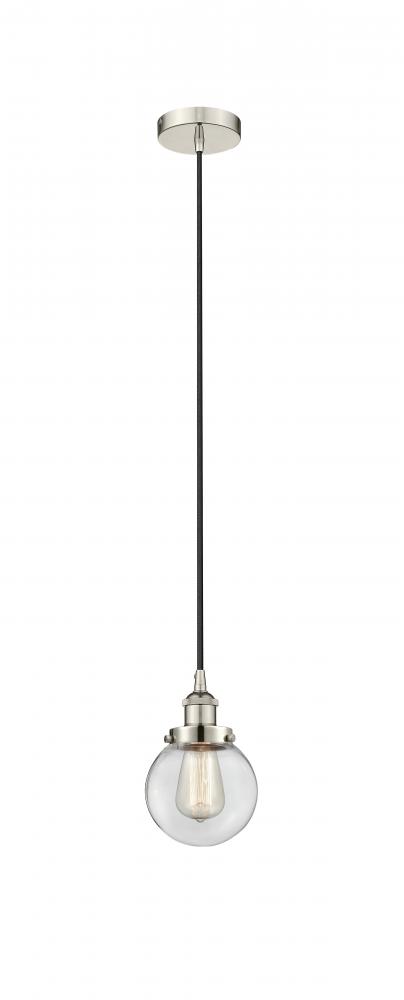Beacon - 1 Light - 6 inch - Polished Nickel - Cord hung - Mini Pendant