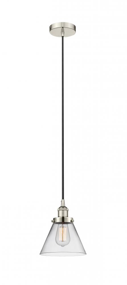 Cone - 1 Light - 8 inch - Polished Nickel - Cord hung - Mini Pendant