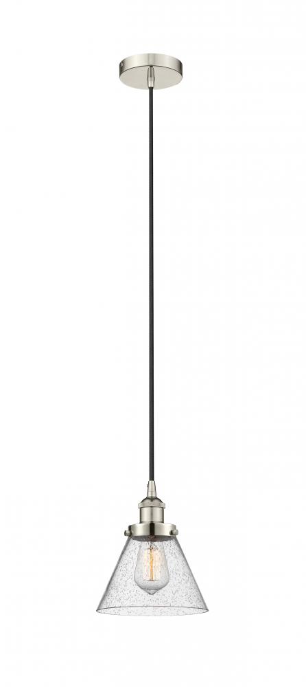 Cone - 1 Light - 8 inch - Polished Nickel - Cord hung - Mini Pendant