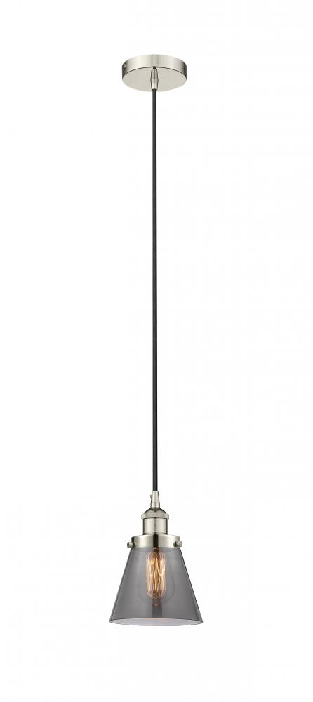 Cone - 1 Light - 6 inch - Polished Nickel - Cord hung - Mini Pendant