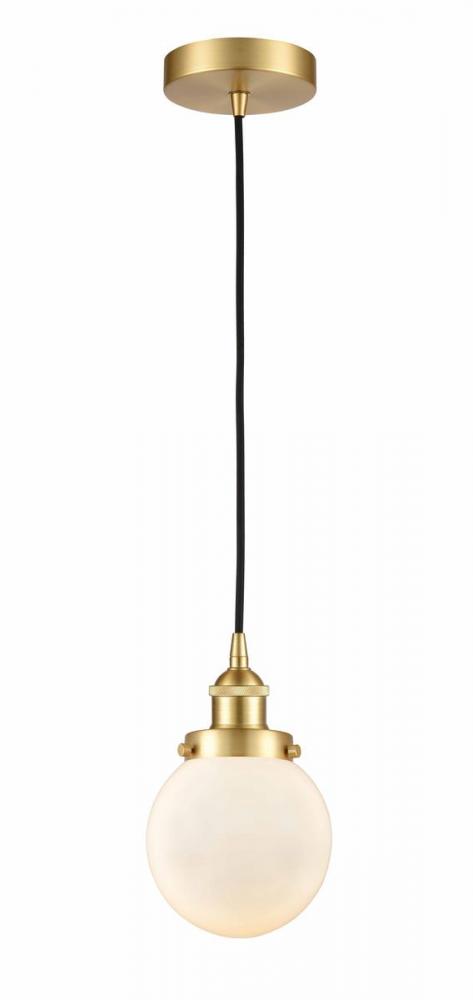 Beacon - 1 Light - 6 inch - Satin Gold - Cord hung - Mini Pendant