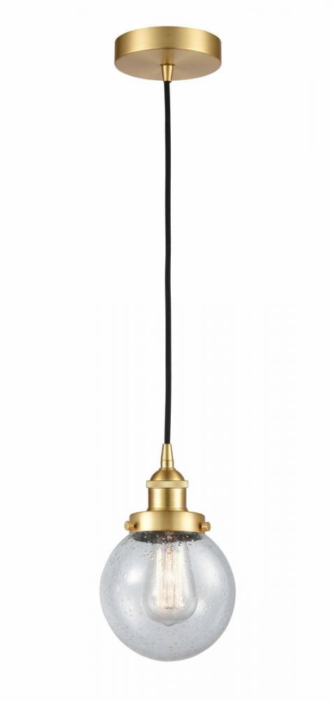 Beacon - 1 Light - 6 inch - Satin Gold - Cord hung - Mini Pendant