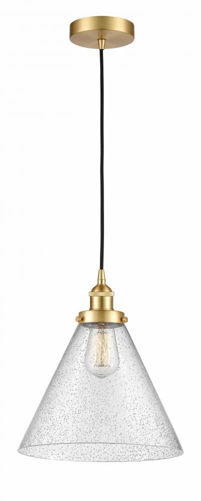 Cone - 1 Light - 12 inch - Satin Gold - Cord hung - Mini Pendant
