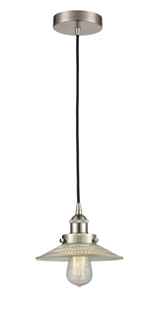 Halophane - 1 Light - 9 inch - Brushed Satin Nickel - Cord hung - Mini Pendant