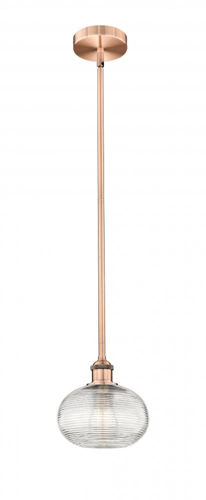 Ithaca - 1 Light - 8 inch - Antique Copper - Cord hung - Mini Pendant