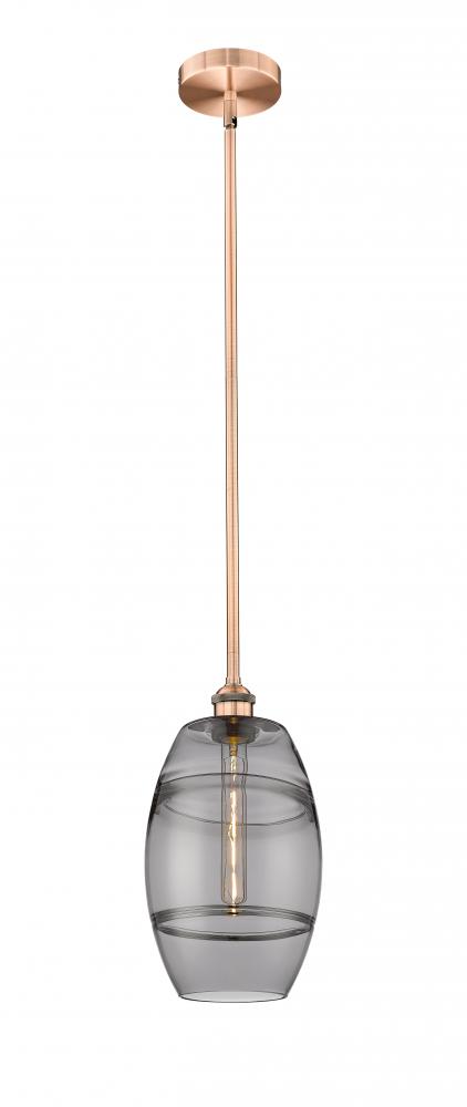 Vaz - 1 Light - 8 inch - Antique Copper - Cord hung - Mini Pendant