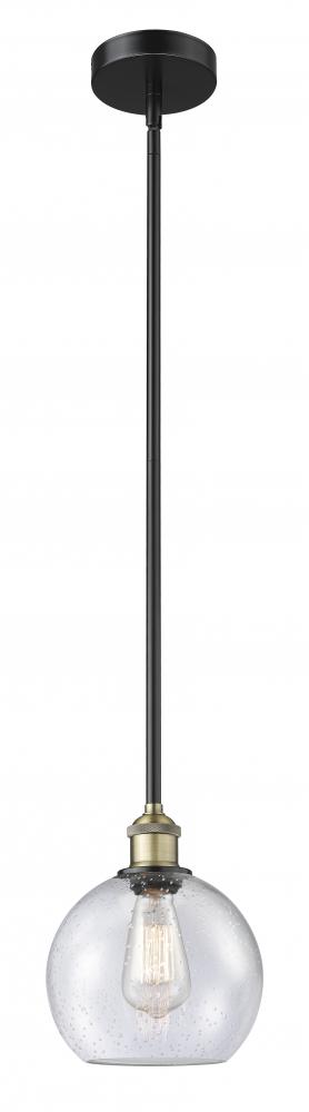 Athens - 1 Light - 8 inch - Black Antique Brass - Cord hung - Mini Pendant