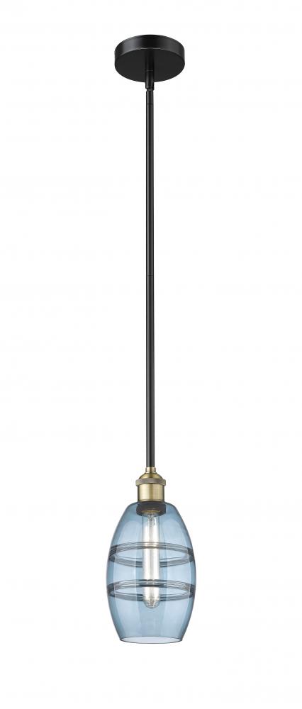 Vaz - 1 Light - 6 inch - Black Antique Brass - Cord hung - Mini Pendant