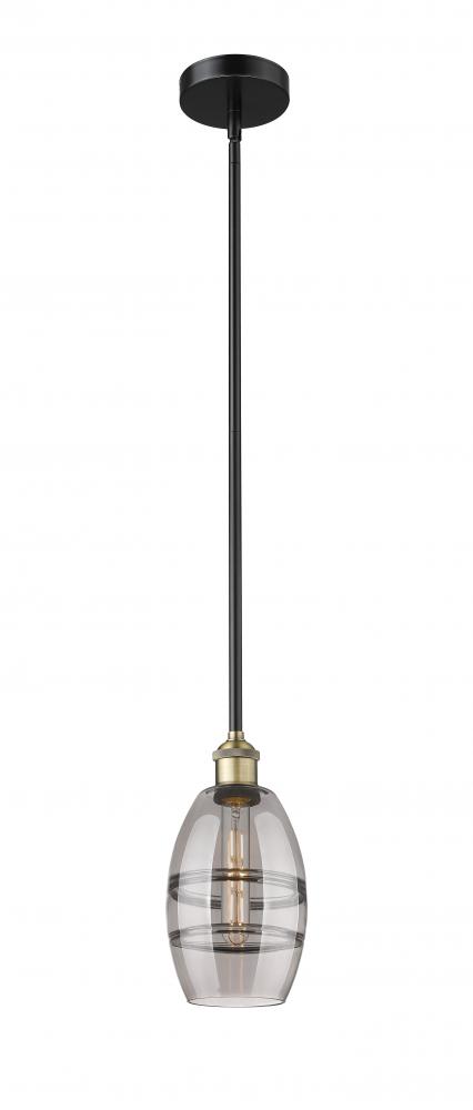 Vaz - 1 Light - 6 inch - Black Antique Brass - Cord hung - Mini Pendant