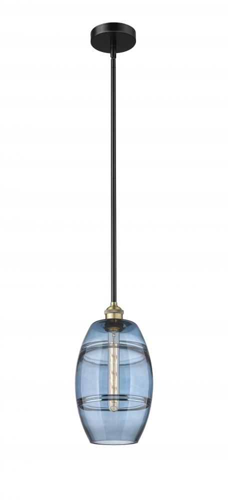 Vaz - 1 Light - 8 inch - Black Antique Brass - Cord hung - Mini Pendant