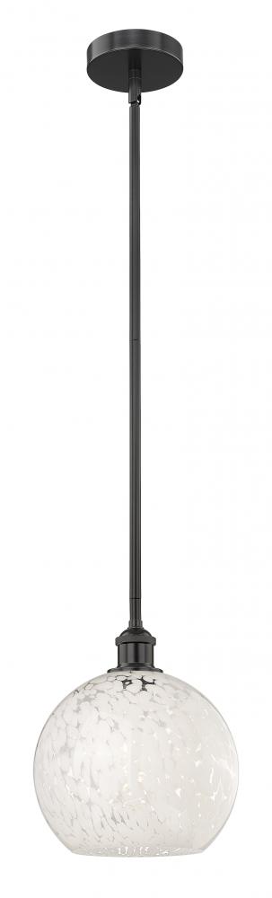 White Mouchette - 1 Light - 10 inch - Matte Black - Stem Hung - Mini Pendant