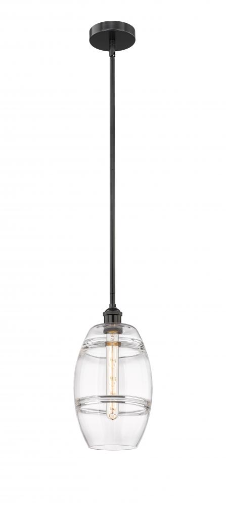 Vaz - 1 Light - 8 inch - Matte Black - Cord hung - Mini Pendant