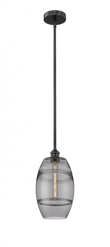 Vaz - 1 Light - 8 inch - Matte Black - Cord hung - Mini Pendant