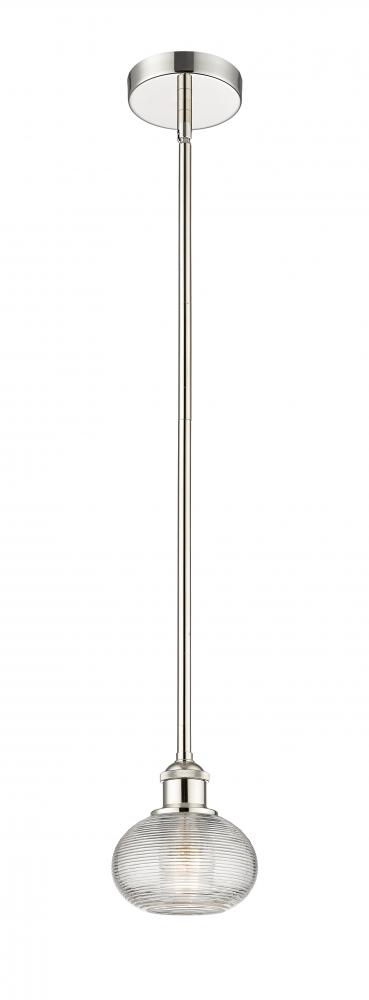 Ithaca - 1 Light - 6 inch - Polished Nickel - Cord hung - Mini Pendant