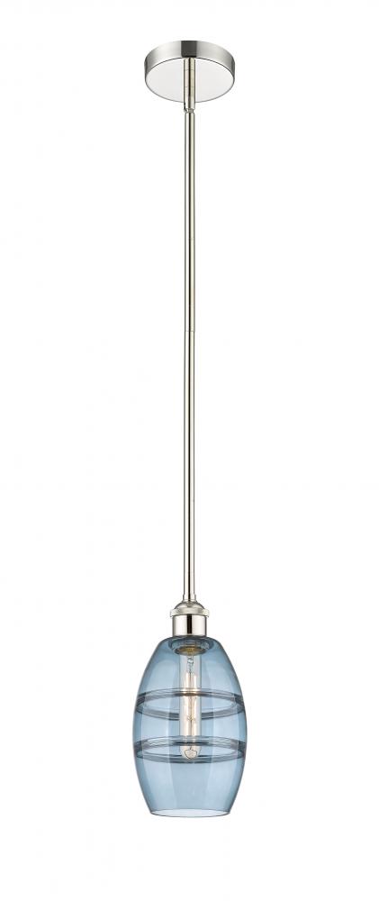 Vaz - 1 Light - 6 inch - Polished Nickel - Cord hung - Mini Pendant