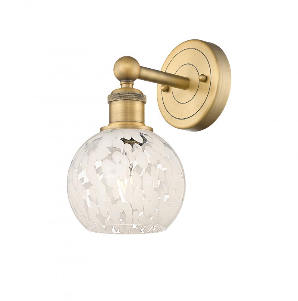 White Mouchette - 1 Light - 6 inch - Brushed Brass - Sconce