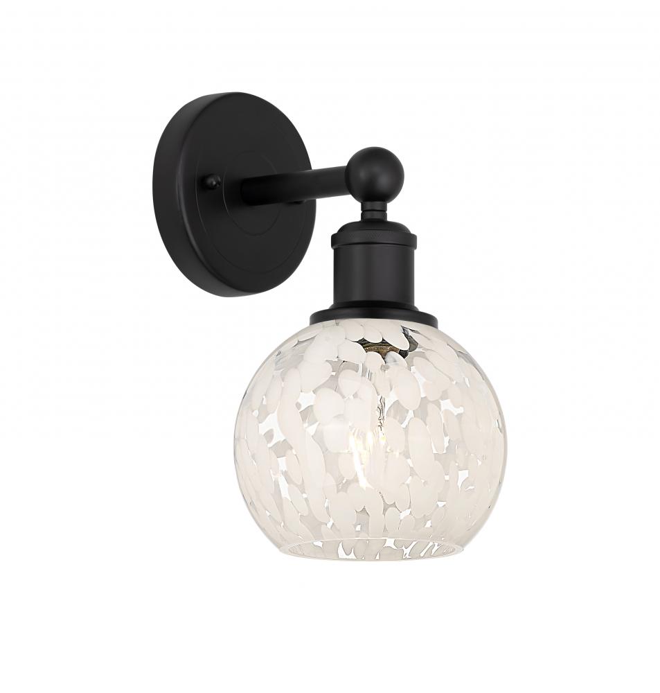 White Mouchette - 1 Light - 6 inch - Matte Black - Sconce