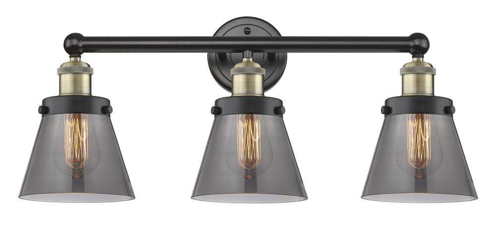 Cone - 3 Light - 24 inch - Black Antique Brass - Bath Vanity Light