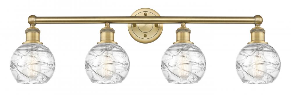 Athens Deco Swirl - 4 Light - 33 inch - Brushed Brass - Bath Vanity Light